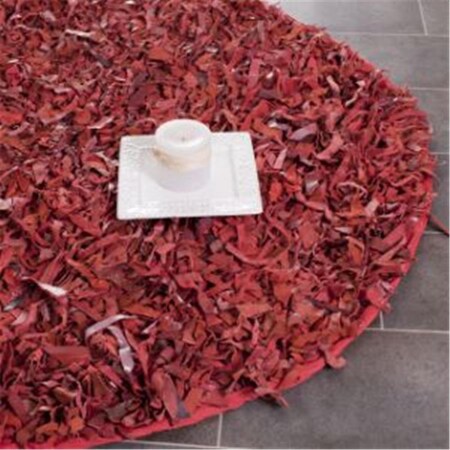 Safavieh 4 ft. Round Shag and Flokati Leather Red Hand Knotted Rug LSG511D-4R